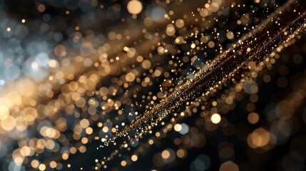 Poster - A dynamic abstract image featuring shimmering gold particles against a dark background, creating a dazzling and luxurious visual effect with a sense of movement.