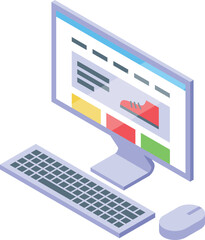 Poster - Online shop website displaying running shoes on a desktop computer screen, e commerce and digital marketing concept