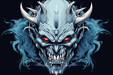 Wall Mural - Smoky blue demon. Devil tattoo