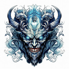 Wall Mural - Smoky blue demon. Devil tattoo