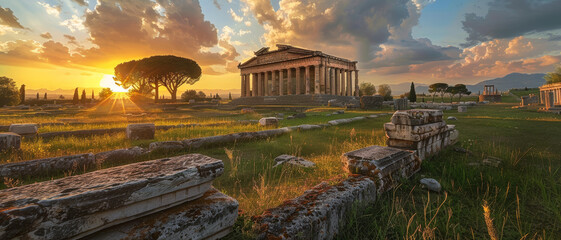 Canvas Print - ancient greek city Paestum.