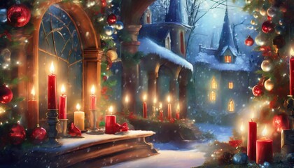 Poster - christmas tree and candles