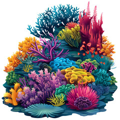 Poster - Vibrant coral reef illustration on transparent background