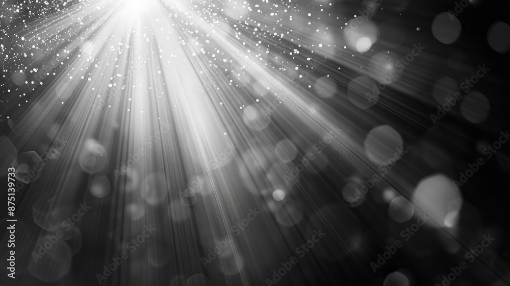 Sun Rays From Lens Sun rays and lens flare on black and white background with glowing ...