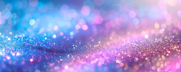 Wall Mural - Abstract Bokeh Background with Glittering Lights in Blue and Pink Hues