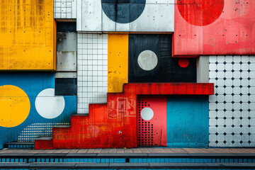 Poster - Modern geometric design with bold shapes and vibrant colors,