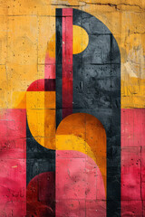 Poster - Modern geometric art with bold forms and vibrant shades,