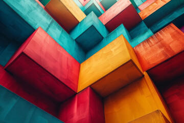 Poster - Modern geometric design with eye-catching shapes and vivid colors,