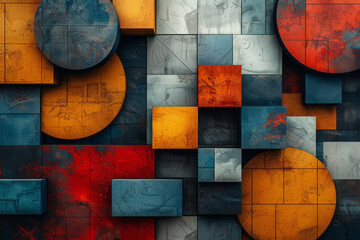 Poster - Modern geometric design with eye-catching shapes and vivid colors,