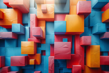 Poster - Bold geometric design with bright colors and dynamic shapes,