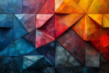 Poster - Contemporary geometric art with vibrant forms and striking colors,