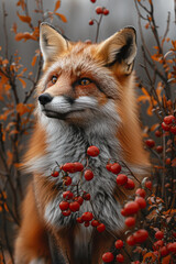 Wall Mural - Artistic depiction of a fox using floral elements, challenging the functional view of animals,