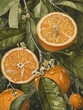 © วรวิทย์ ทรงพลยศ - Intricate Botanical Study of Citrus Aurantium Fruit with Vibrant Orange Peel and Aromatic Essential Oils