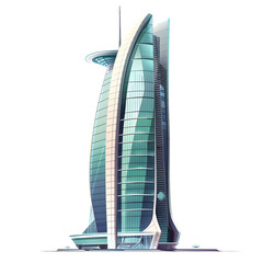 Modern skyscraper building isolated on transparent background