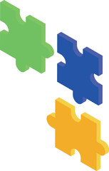 Poster - Three colorful puzzle pieces are connecting, symbolizing the power of collaboration in achieving common goals