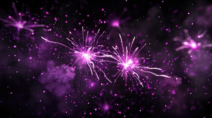 Canvas Print - Premium magic firework show with purple stars Ideal for New Year s or Independence Day party on black backdrop