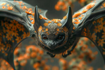 Wall Mural - Floral bat design reimagining the animal beyond its functional role,