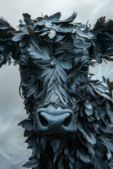 Poster - A cow crafted entirely from feathers, offering a conceptual twist on its perception,
