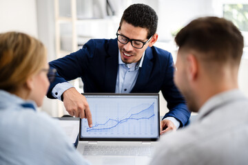 Poster - young couple is meeting with a financial planner