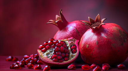 Wall Mural - Close-up of bright juicy ripe pomegranates