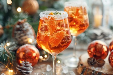 Two Glasses of Festive Orange Drinks