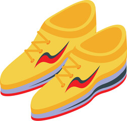 Poster - Yellow sneakers with laces for running, training and sports activities, comfortable shoes, modern design