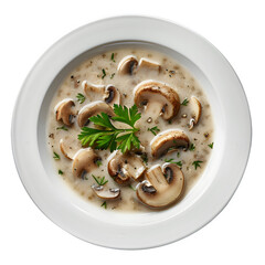 Wall Mural - Traditional polish mushroom soup in white bowl