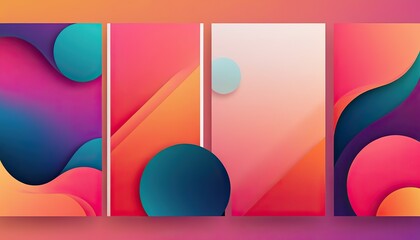 Wall Mural - Set of abstract background with colorful geometric shapes