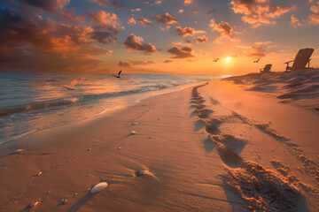 Wall Mural - sunset on the beach