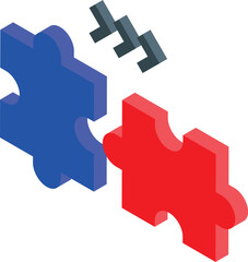 Poster - Two puzzle pieces connecting, symbolizing teamwork and problem solving in a business context