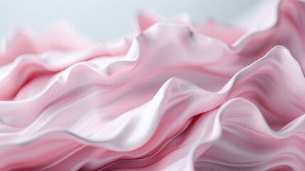 Poster - A visually pleasing image of pink and white fabric with silky, flowing folds, emphasizing elegance and softness through its smooth texture and gentle movement.