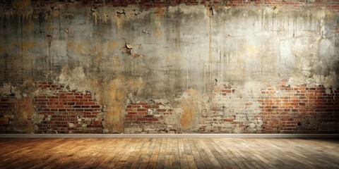 Canvas Print - Empty grunge wall in a spacious room , grunge, empty, room, large, interior, architecture, abandoned, urban, old, dirty