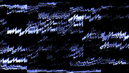 Fototapete - Glitch distorted wavy lines. Modern, damaged, blue texture background. For game screens, web-sites, designs, banners and business. 3d rendering.