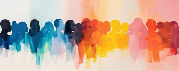 Poster - Abstract Rainbow People.