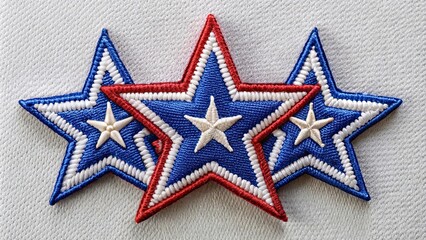 embroidered stars patch sticker on background , embroidered, stars, patch, sticker,background, decor