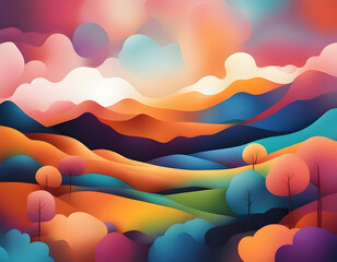 Wall Mural - an Abstract Colorful Landscape Scene