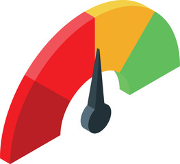 Poster - Isometric credit score meter is showing increasing levels of risk with color codes