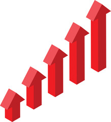 Poster - 3d illustration of red arrows growing upward showing business success concept