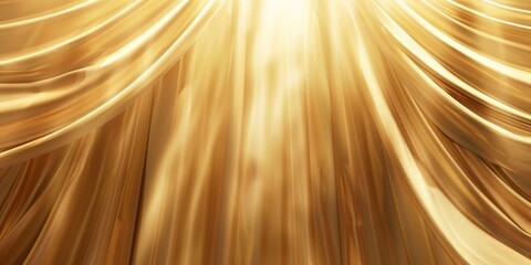 Poster - A golden background with white drapes and light beams, creating an elegant backdrop for promotional or event visuals.