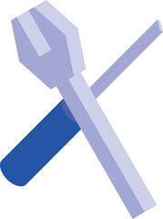 Poster - 3d illustration of a wrench crossed with a screwdriver, symbolizing construction or repair work