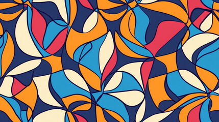 Aufkleber - Vintage-style seamless pattern with bold, colorful retro shapes for adding a touch of nostalgia to any project