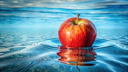 Canvas Print - Fresh apple floating in clear water , apple, water, fruit, healthy, refreshing, organic, natural, vibrant, red, vegan, vegetarian