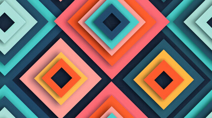Aufkleber - Vibrant backdrop featuring a contemporary layered square geometric design