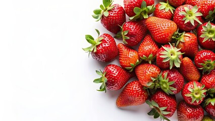 Wall Mural - Fresh strawberries on a white background, ripe, juicy, red, fruit, delicious, organic, natural, healthy, vibrant, summer