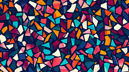 Poster - Colorful mosaic elements forming an abstract seamless pattern for decorative texture
