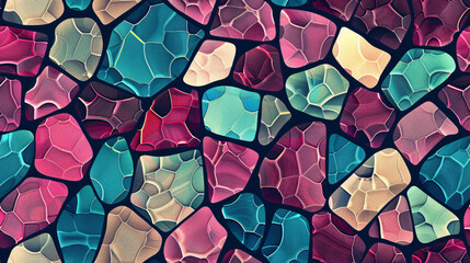 Poster - Colorful abstract mosaic pattern background design showing a variety of shapes