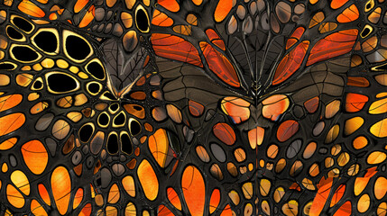 Poster - Intricate patterns and vibrant colors of butterfly wings creating a mesmerizing abstract background