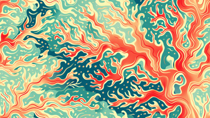 Aufkleber - Abstract background with wavy lines flowing in psychedelic colors, creating a sense of movement and energy