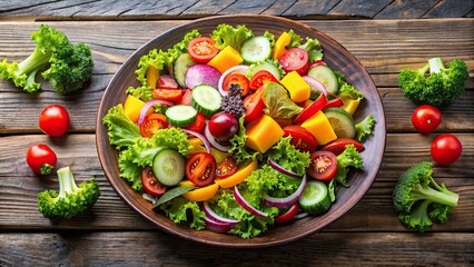 Canvas Print - Fresh and colorful plate of vegetables on lettuce bed for healthy lunch , fresh, colorful, plate, vegetables, lettuce, bed