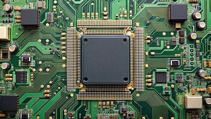 Canvas Print - Electronic circuit board with processor, technology, computer, hardware, circuitry, motherboard, microchip